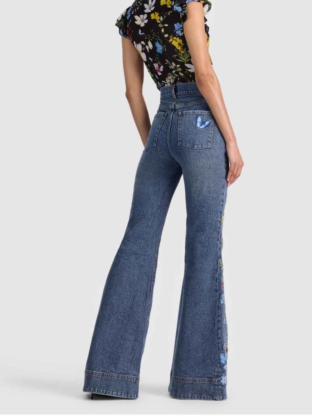 Alice & Olivia BEAUTIFUL EMBROIDERED JEAN 29 NWT - Picture 2 of 12